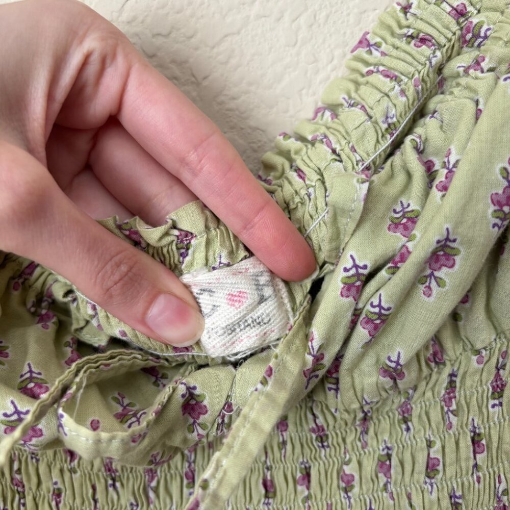 Smocked Floral Maxi Dress in Light Green - Picture 3 of 11
